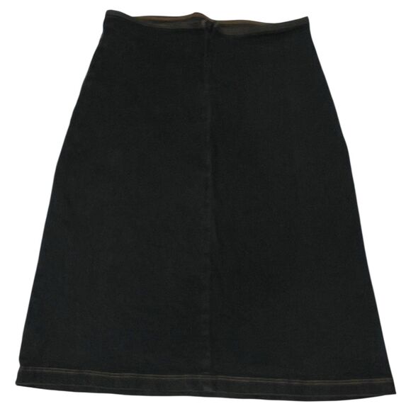 San Julian Denim Skirt A-Line S Whipstitch Below Knee Y2K Rare USA Fall Fit - Picture 2 of 11
